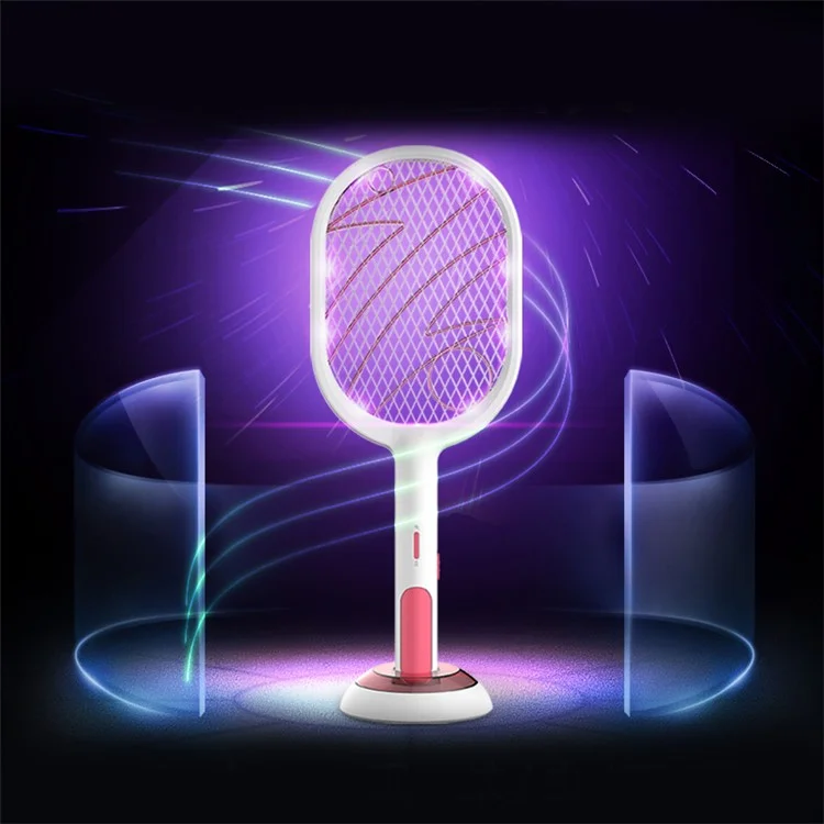 WP-09 Handheld Home Electric Fly Mosquito Swatter Racket Bug Racket Insects Killer Anti Mosquito Fly Trap - White