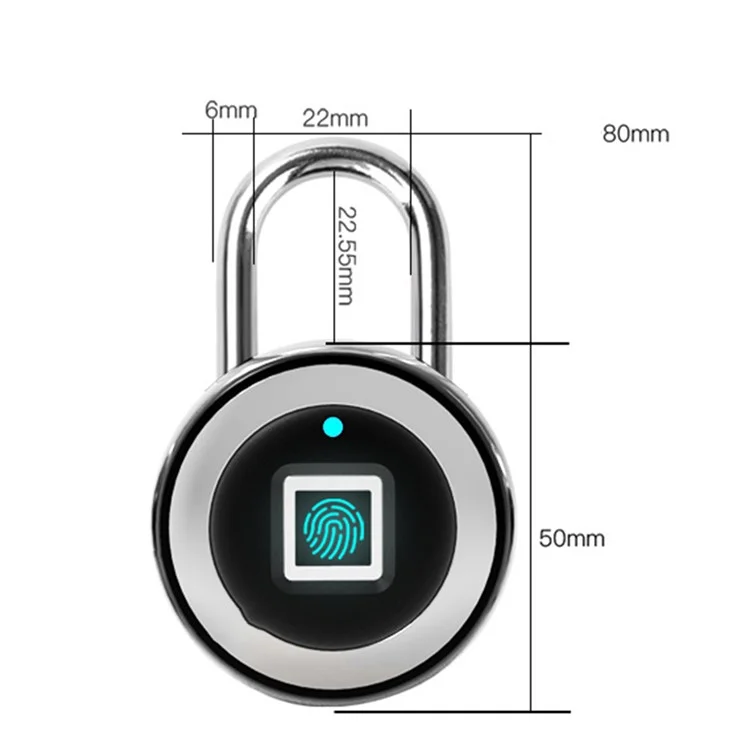 BOZZYS PL-P2 IP68 Water-Resistant Fingerprint Padlock Smart Padlock for Gym, Sports, Bike, School, Locker, Storage - Silver