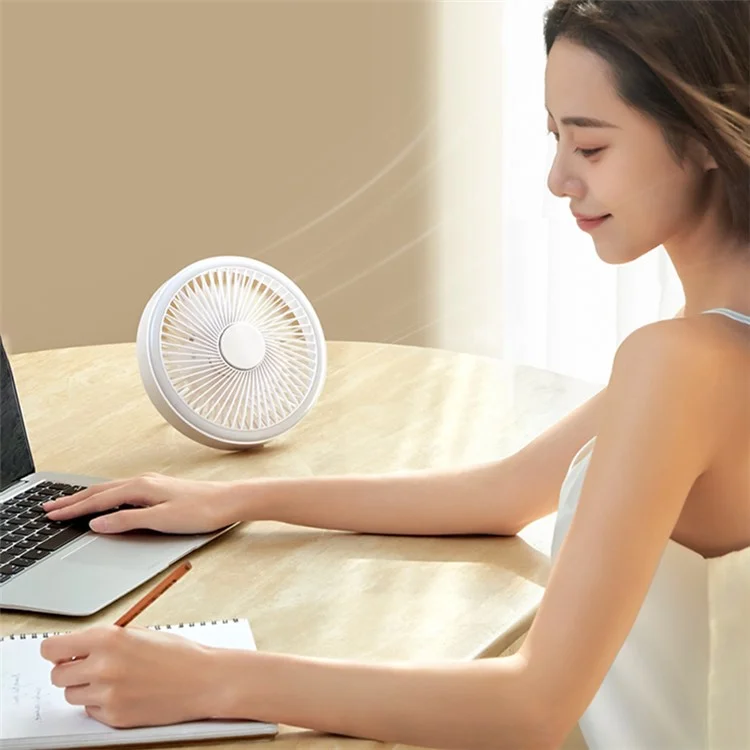 XYD-F46 USB Rechargeble Mini Cooling Fan LED Light Hanging Fan Air Cooler with Remote Control for Home Office - White