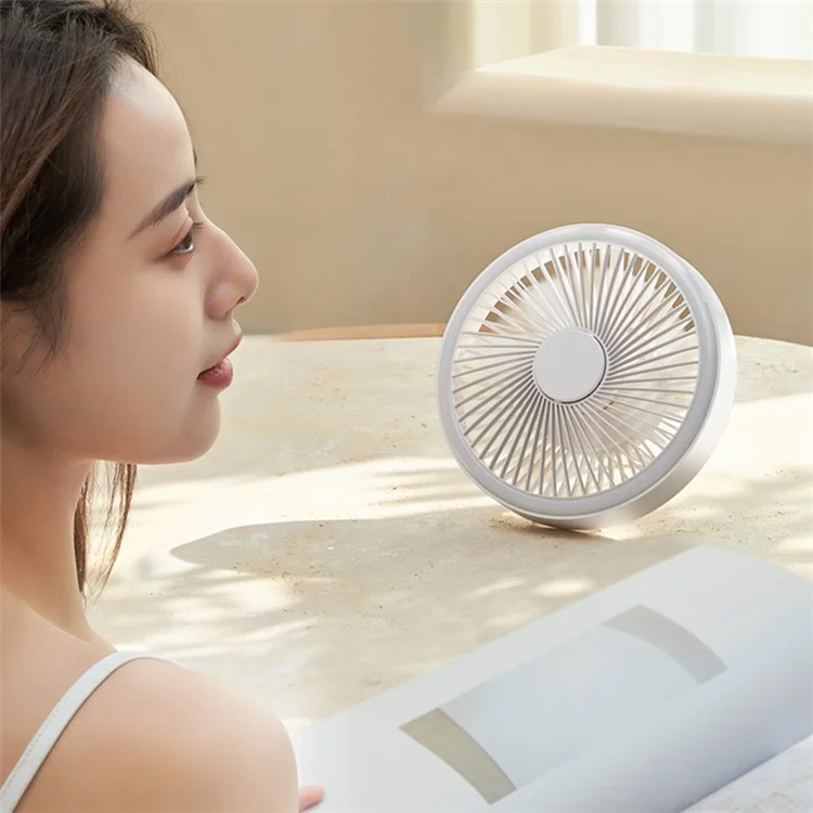 XYD-F46 USB Rechargeble Mini Cooling Fan LED Light Hanging Fan Air Cooler with Remote Control for Home Office - White