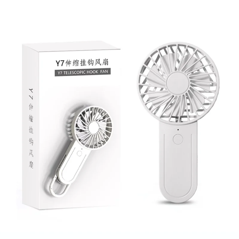 Y7 Mini USB Rechargeable Hand-held Desktop Fan Summer 3-Speed Cooling Fan with Telescopic Hook - Green