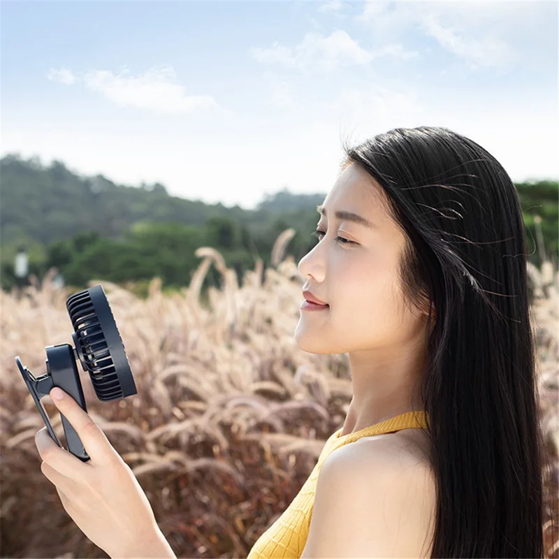 F21 Portable Mini Fan 1200mAh Rechargeable USB Battery Desktop Fan with Magnetic Base Clip - Sapphire