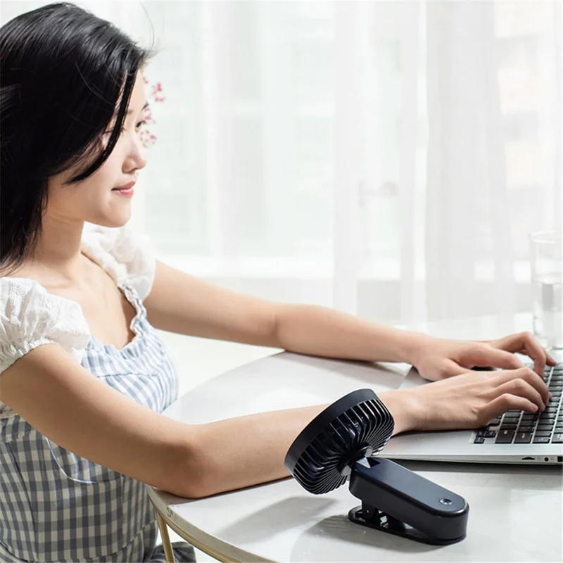 F21 Portable Mini Fan 1200mAh Rechargeable USB Battery Desktop Fan with Magnetic Base Clip - Sapphire