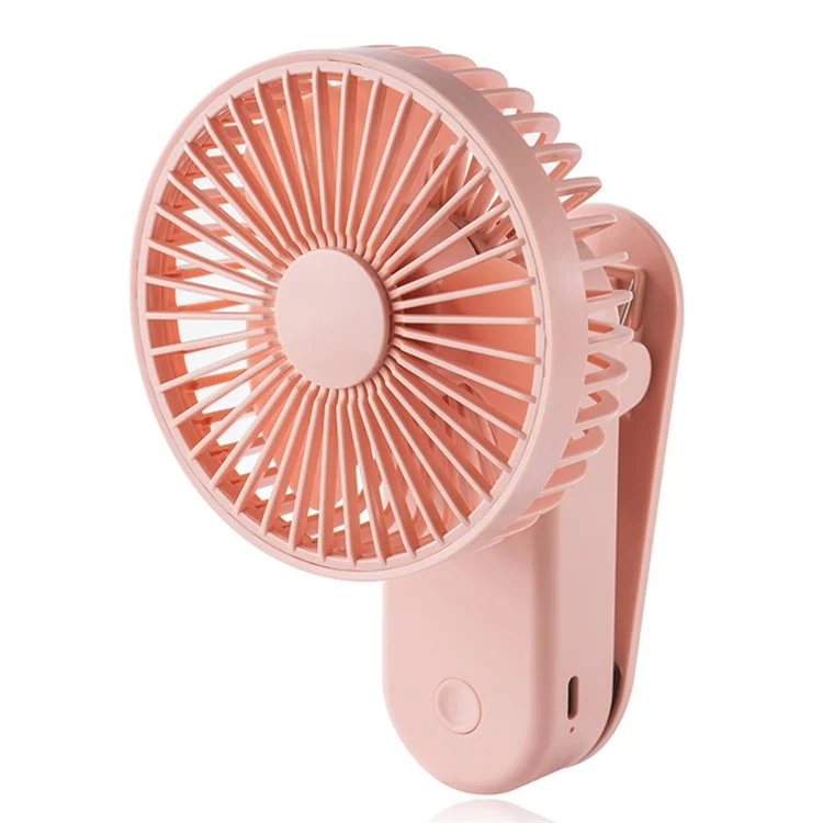 F21 Portable Mini Fan 1200mAh Rechargeable USB Battery Desktop Fan with Magnetic Base Clip - Pink