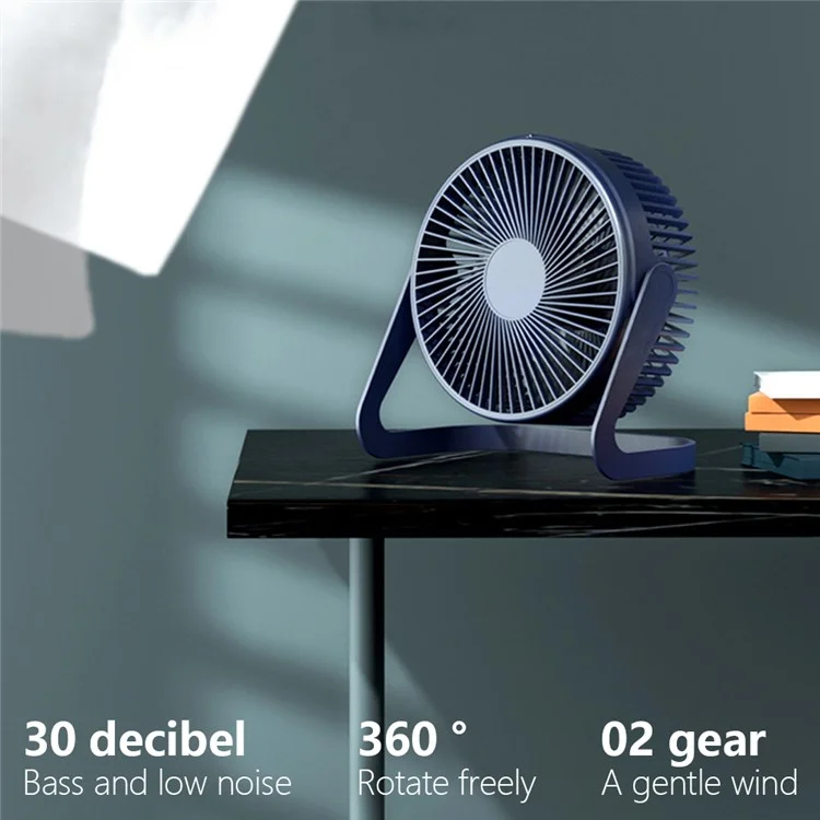 360 Degrees Rotating Fan USB Rechargeable Handheld Mini Low Noise Small Fan Summer Cooler - Blue