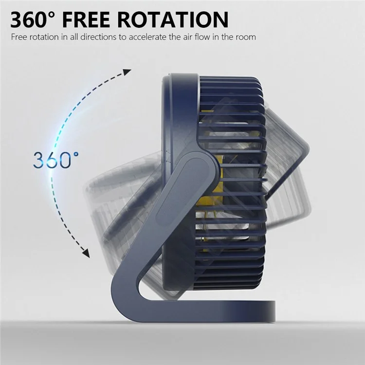 360 Degrees Rotating Fan USB Rechargeable Handheld Mini Low Noise Small Fan Summer Cooler - Blue