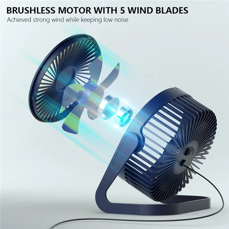 360 Degrees Rotating Fan USB Rechargeable Handheld Mini Low Noise Small Fan Summer Cooler - Blue