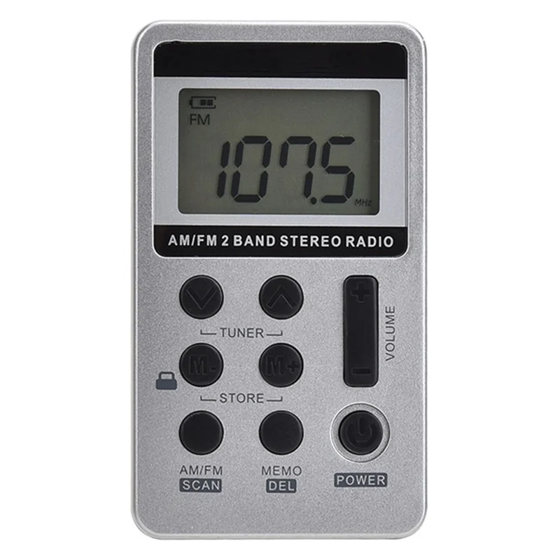 S103 Rechargeable Portable Mini FM/AM Radio LCD Screen Stereo Radio with Earphone - Silver