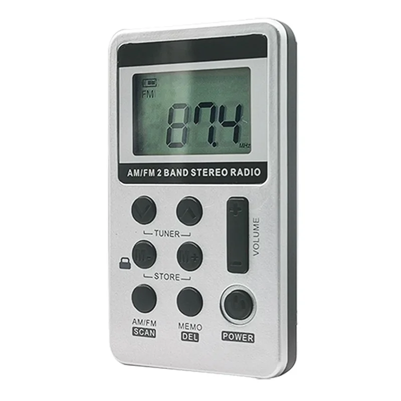 S103 Rechargeable Portable Mini FM/AM Radio LCD Screen Stereo Radio with Earphone - Silver