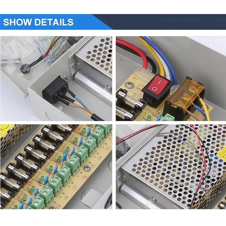 SOMPOM 12V 20A DC Disturtem Netzleitungsbox 18 Kanal CCTV -stromversorgungsbox Für Überwachungskamera -system -dvrs -ip -kameras CCTV -kameras