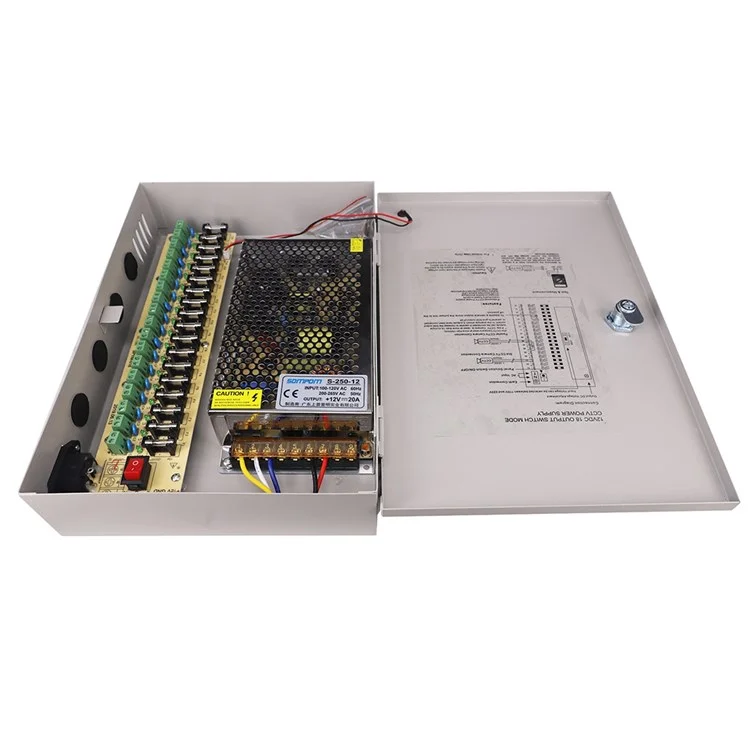 SOMPOM 12V 20A DC Disturtem Netzleitungsbox 18 Kanal CCTV -stromversorgungsbox Für Überwachungskamera -system -dvrs -ip -kameras CCTV -kameras