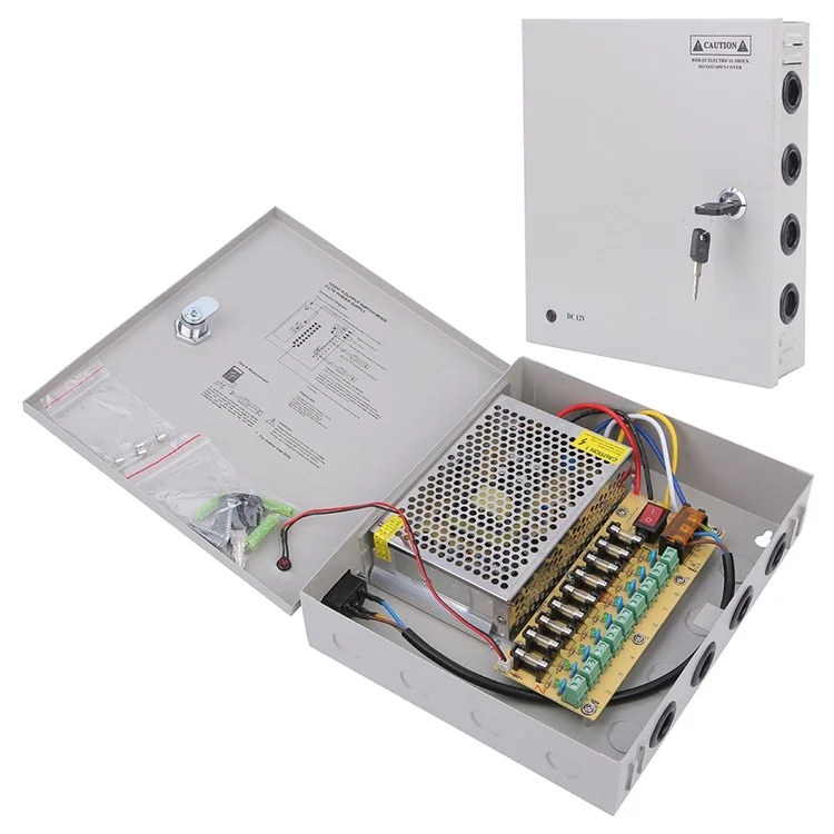 Sompom CCTV Alimentatore Canale 9CH Box Box 12V 10A Output di Alimentazione Distribuita