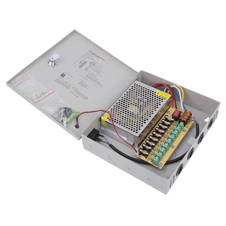 Sompom CCTV Alimentatore Canale 9CH Box Box 12V 10A Output di Alimentazione Distribuita