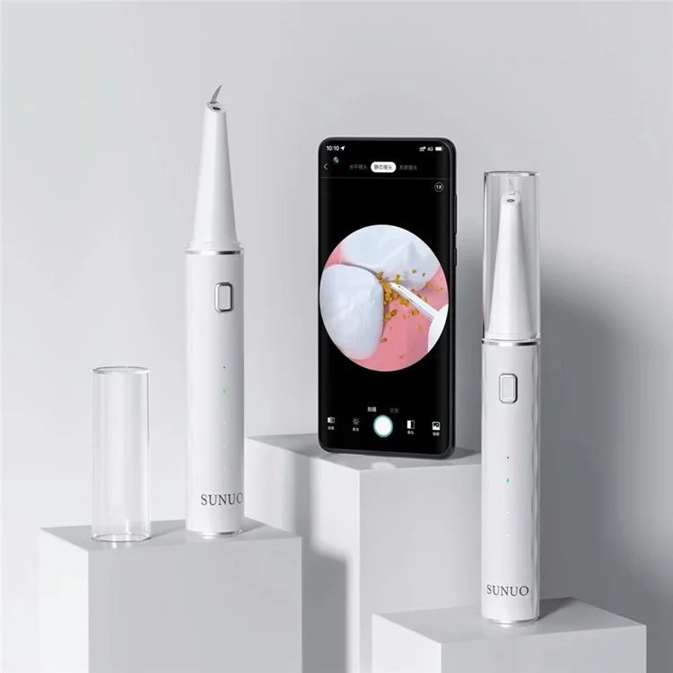 Xiaomiyoupin Sunuo T12 Pro Visual Smart Visual 5MP Escalador de Dentes de Dentes Scaler Ultrassônico Scaler Oral Manchas de Dentes Removedores de Dentes Portáteis Dispositivo de Clareamento Com 3 Modos - Branco