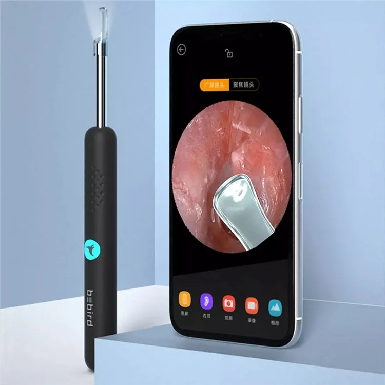 XIAOMIYOUPIN Bebird R1 Intelligent Visual Ear Sticks Endoscope 300W High Precision Earpick In-Ear Mini Camera Otoscope Ear Cleaner - Black