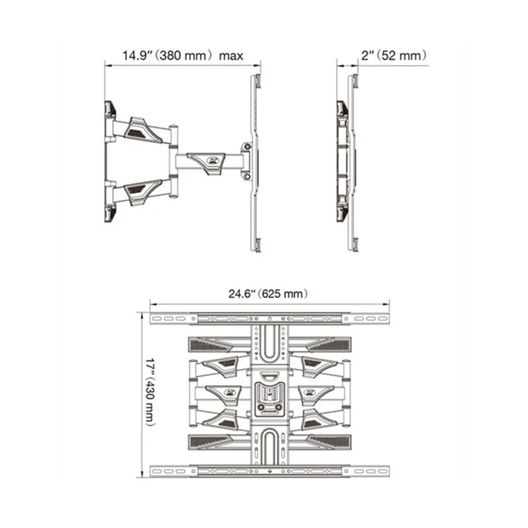 NORTH BAYOU P6 TV Wall Mount 45-75 Inch Full Motion LED LCD Screen Mount Max VESA 600x400mm, 45.5kg Bearing Weight