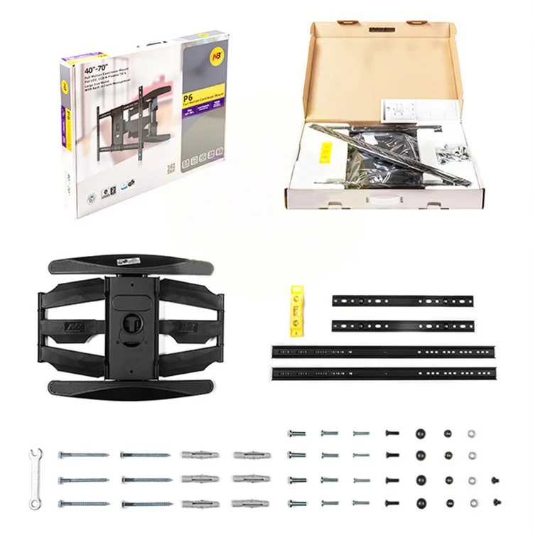 NORTH BAYOU P6 TV Wall Mount 45-75 Inch Full Motion LED LCD Screen Mount Max VESA 600x400mm, 45.5kg Bearing Weight