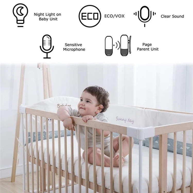 DBM-8 Light Night Wireless Two-way Audio Baby Monitor Talk Back Intercom Sound Alert for Infant - AU Plug