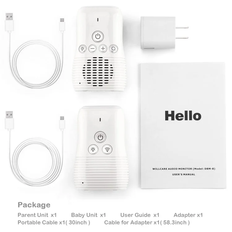 DBM-8 Light Night Wireless Two-way Audio Baby Monitor Talk Back Intercom Sound Alert for Infant - AU Plug