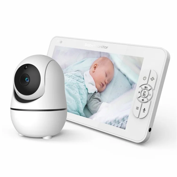 SM70PTZ Moniteur bébé numérique sans fil de 7 pouces avec vision nocturne, surveillance de la température et caméra de sécurité avec communication bidirectionnelle - Prise européenne