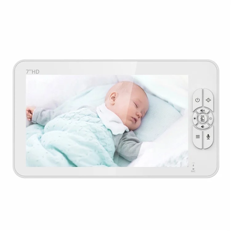 SM70PTZ Moniteur bébé numérique sans fil de 7 pouces avec vision nocturne, surveillance de la température et caméra de sécurité avec communication bidirectionnelle - Prise européenne