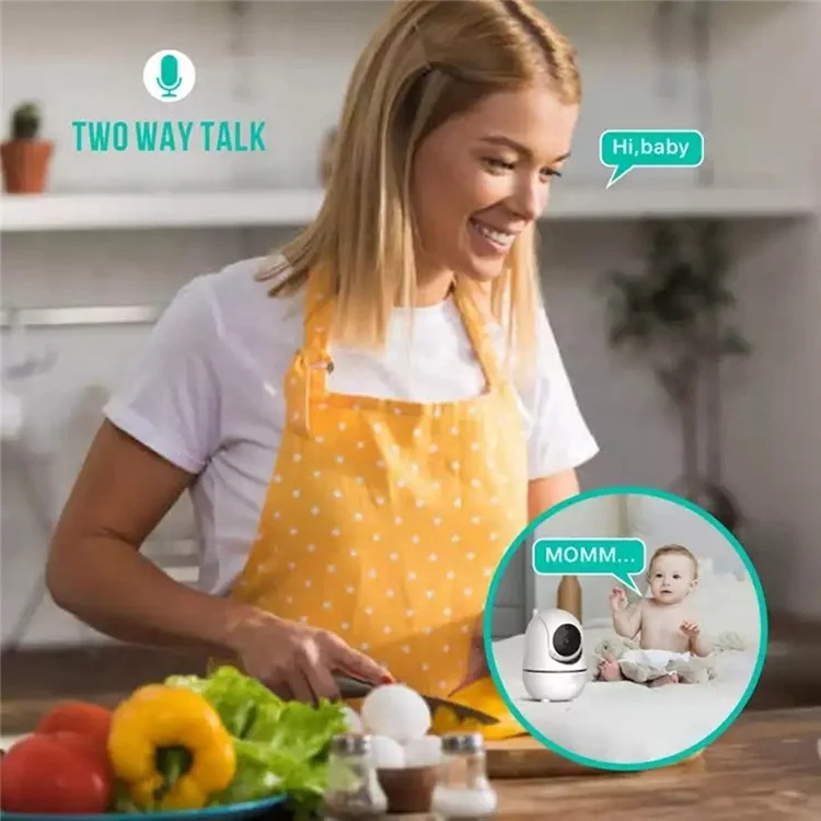 SM70PTZ Moniteur bébé numérique sans fil de 7 pouces avec vision nocturne, surveillance de la température et caméra de sécurité avec communication bidirectionnelle - Prise européenne