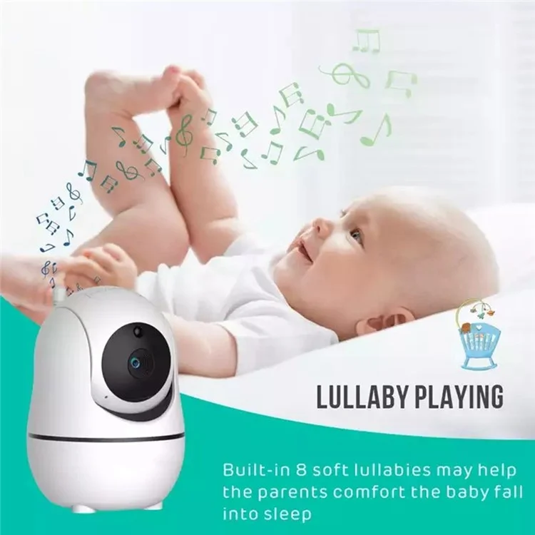 SM70PTZ Moniteur bébé numérique sans fil de 7 pouces avec vision nocturne, surveillance de la température et caméra de sécurité avec communication bidirectionnelle - Prise européenne