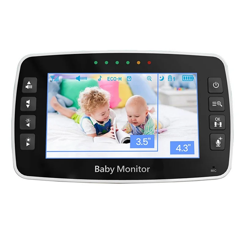 SM43A 4.3-inch Wireless Video Baby Monitor Night Vision Two-Way Intercom Surveillance Camera with Temperature Test - EU Plug