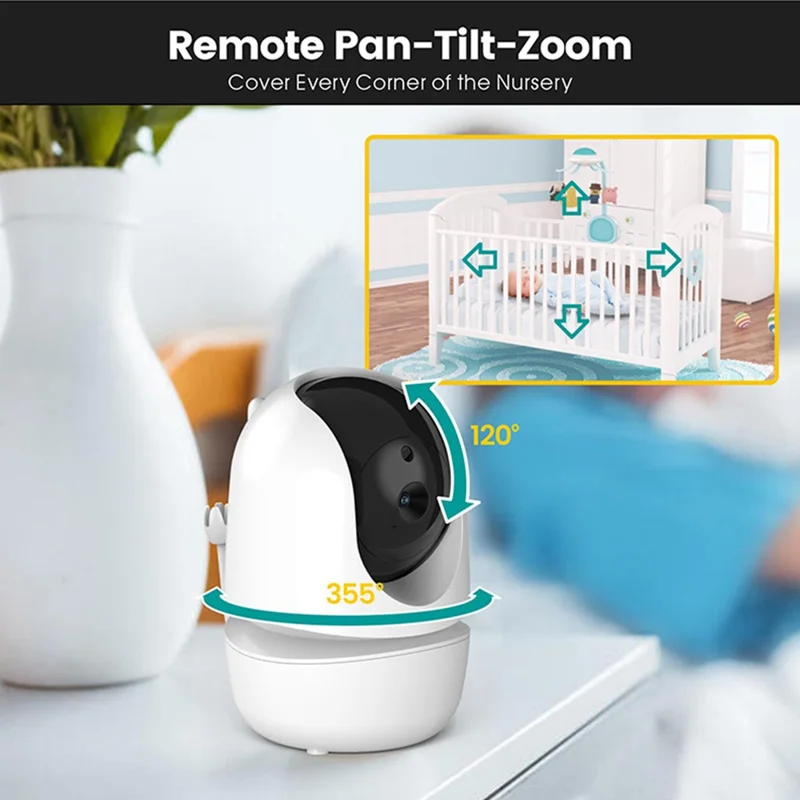 SM43A 4.3-inch Wireless Video Baby Monitor Night Vision Two-Way Intercom Surveillance Camera with Temperature Test - EU Plug