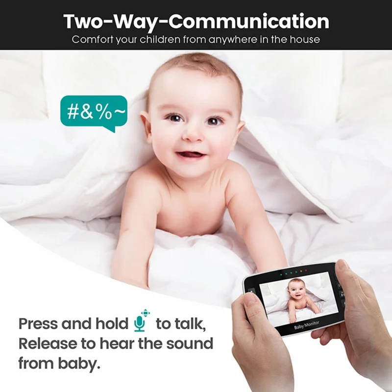 SM43A 4.3-inch Wireless Video Baby Monitor Night Vision Two-Way Intercom Surveillance Camera with Temperature Test - EU Plug