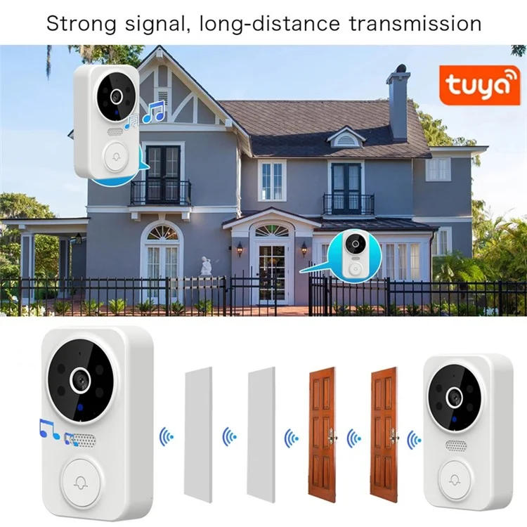 M8 Intelligent Home Wireless Remote Visual Doorbell Low Power Two-Way Audio HD Infrared Night Vision Tuya Doorbell - Black