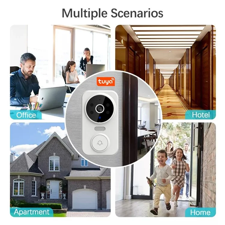 M8 Intelligent Home Wireless Remote Visual Doorbell Low Power Two-Way Audio HD Infrared Night Vision Tuya Doorbell - Black