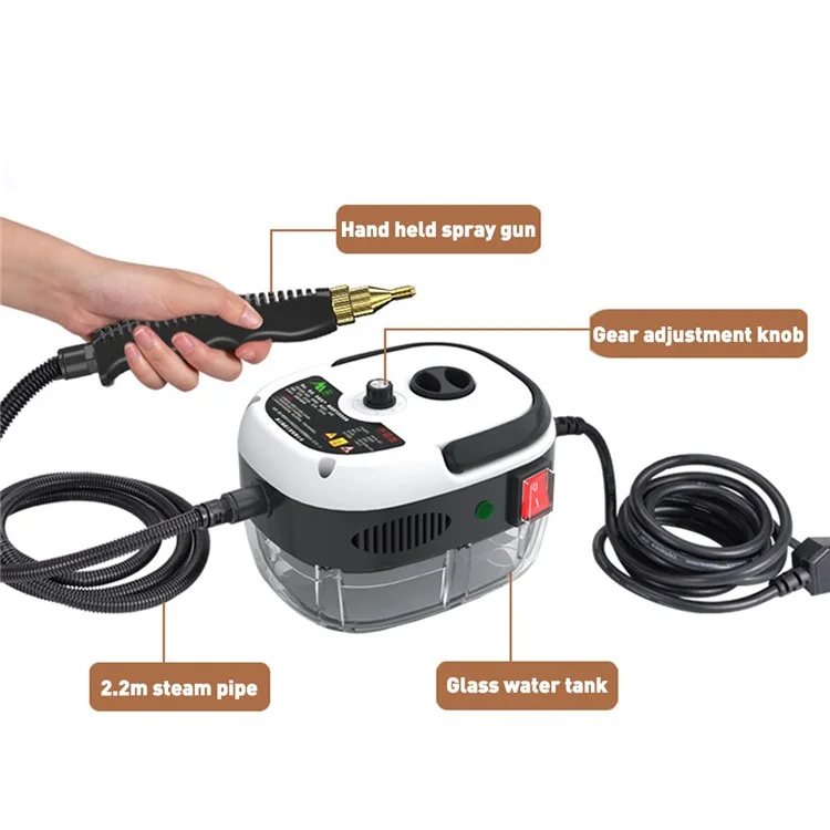 Pulitore a Vapore Elettrico ad Alta Temperatura 2500W per Casa, Cucina, Condizionatore d'Aria - Bianco / Spina Europea