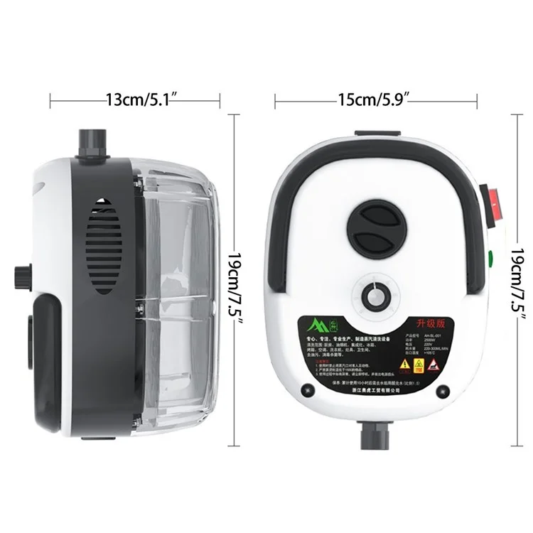 Pulitore a Vapore Elettrico ad Alta Temperatura 2500W per Casa, Cucina, Condizionatore d'Aria - Bianco / Spina Europea
