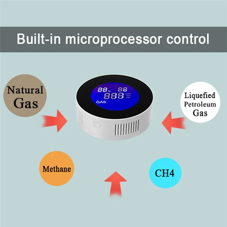 Tuya Wifi Smart App Control Sensor de Alarma de Fuga de Gas CH4 / Lpg / Detector de Fuga de Gas Natural - Enchufe Del Reino Unido