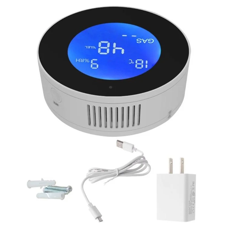 Tuya Wifi Smart App Control Sensor de Alarma de Fuga de Gas CH4 / Lpg / Detector de Fuga de Gas Natural - Enchufe Del Reino Unido