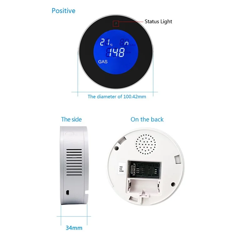 Sensor de Vazamento de Gás Inteligente Tuya WiFi APP Control - Plugue do Reino Unido
