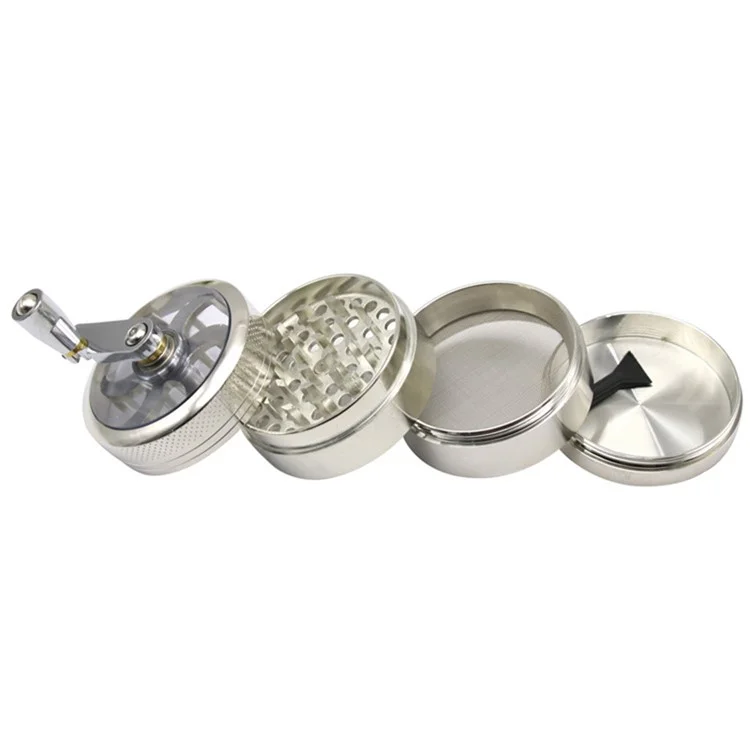 4 Layers Tobacco Grinder Manual Herbal Herb Mill Spice Crusher Smoke Grinder Crusher Hand Crank Muller, 55mm Diameter (BPA Free, No FDA Certificate)