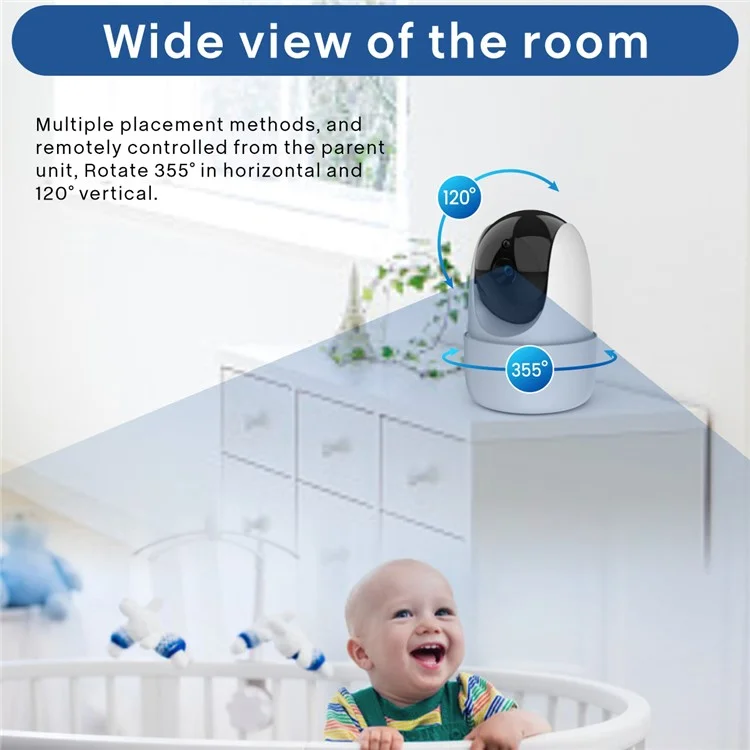 SM651 2.4GHz Wireless Baby Camera Monitor 5-inch Two-Way Voice Camera for Indoor Surveillance - EU Plug