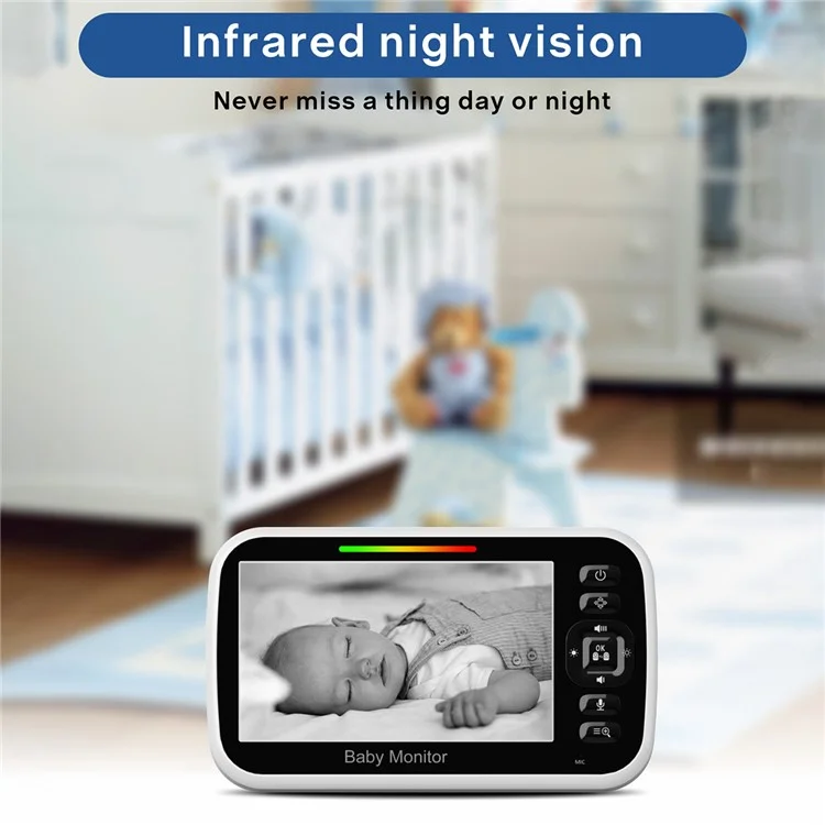 SM651 2.4GHz Wireless Baby Camera Monitor 5-inch Two-Way Voice Camera for Indoor Surveillance - EU Plug