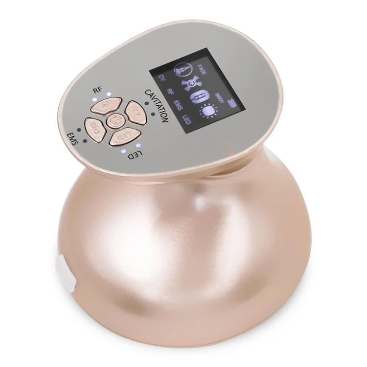 BP-1806 3D RF Ultrasonic Body Slimming Device Portable Electric Massager con CV Fat Reduction, LED Lights Therapy - Champagne Gold