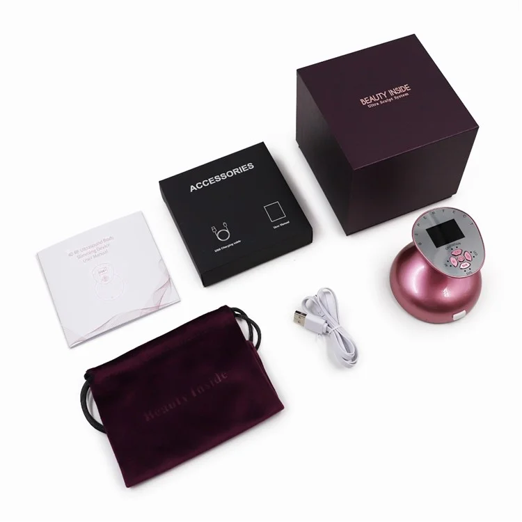BP-1806 3D RF Ultrasonic Body Slimming Device Portable Electric Massager con CV Fat Reduction, LED Lights Therapy - Champagne Gold