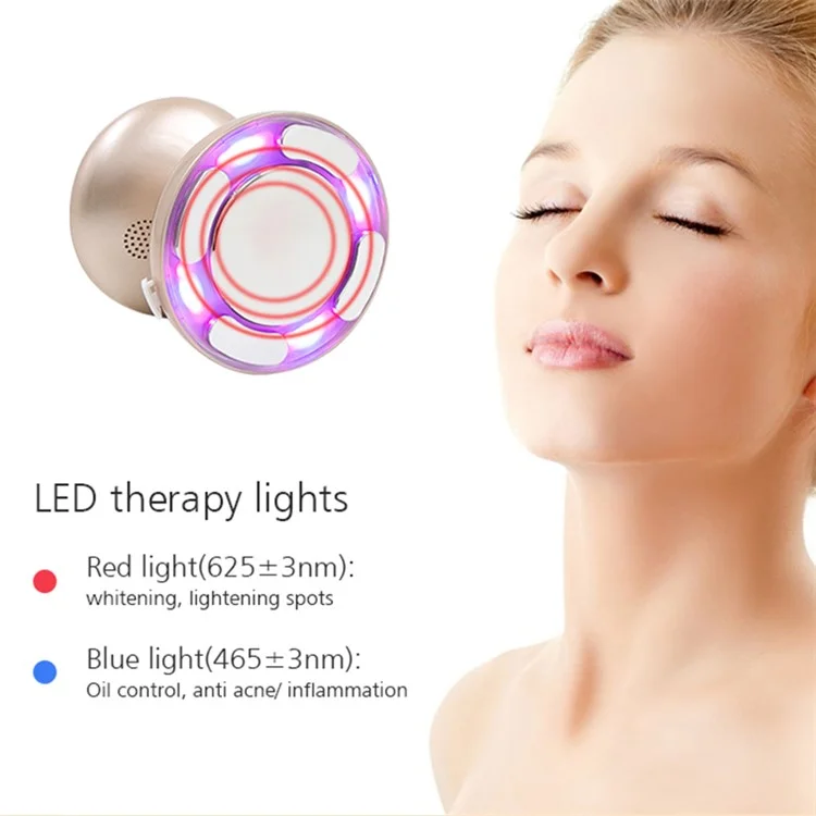 BP-1705 Dispositivo de Moldagem Corporal Ultrassônico de RF Doméstica de 3D com Tela LCD Elétrico Massageador com Luzes LED Terapia - Champanhe Dourada