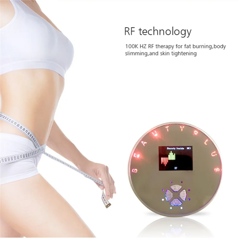 BP-1705 Household 3D RF Ultrasonic Body Slimming Device LCD Display Electric Massager Gift with LED Lights Therapy - Silver