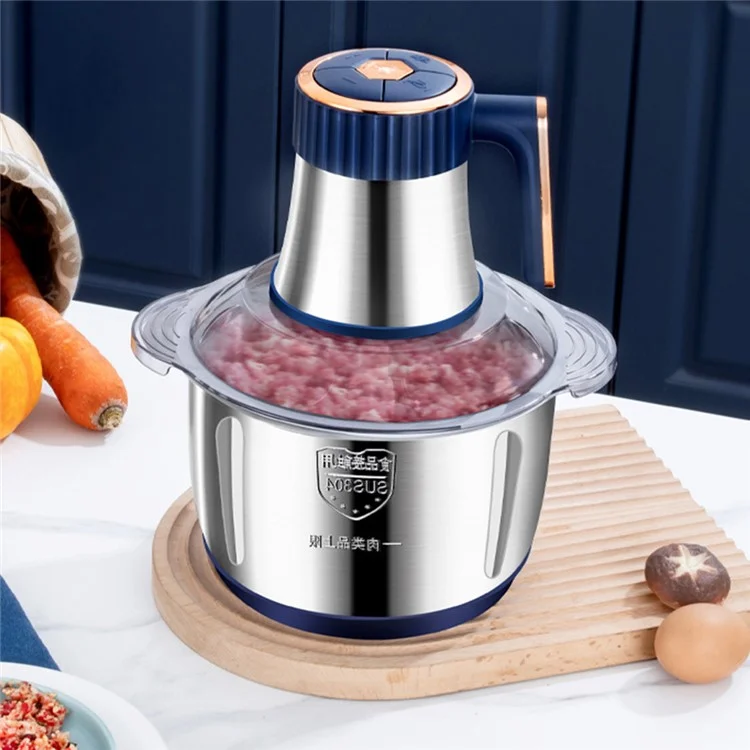 Grinder à Viande Électrique 5 Vitesses Hopper Alimentaires en Acier Inoxydable Avec Récipient de Bol à 5 ​​l (BPA Gratuit, Pas de Certificat de Fda) - Bleu Foncé / Bouchon ue