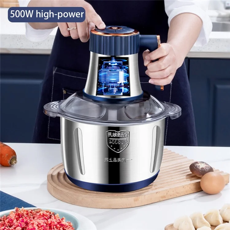 Electric Meat Grinder 5 Speeds Stainless Steel Food Chopper with 5L Bowl Container (BPA Free, No FDA Certificate) - Dark Blue / EU Plug