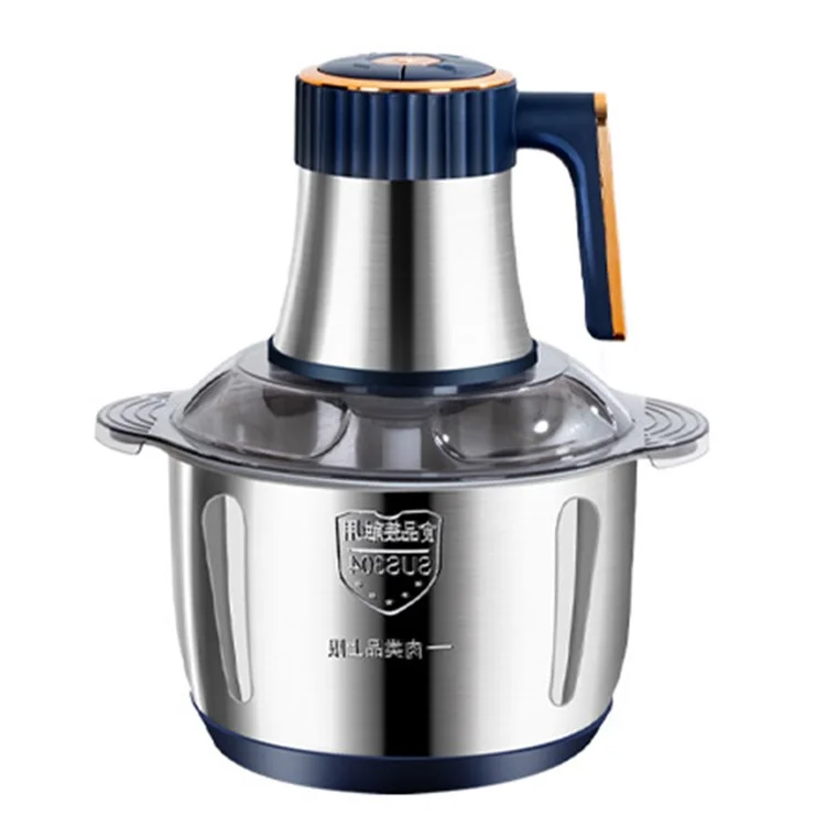 Electric Meat Grinder 5 Speeds Stainless Steel Food Chopper with 5L Bowl Container (BPA Free, No FDA Certificate) - Dark Blue / UK Plug