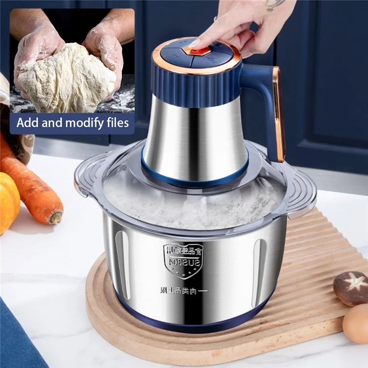 Electric Meat Grinder 5 Speeds Stainless Steel Food Chopper with 5L Bowl Container (BPA Free, No FDA Certificate) - Dark Blue / UK Plug