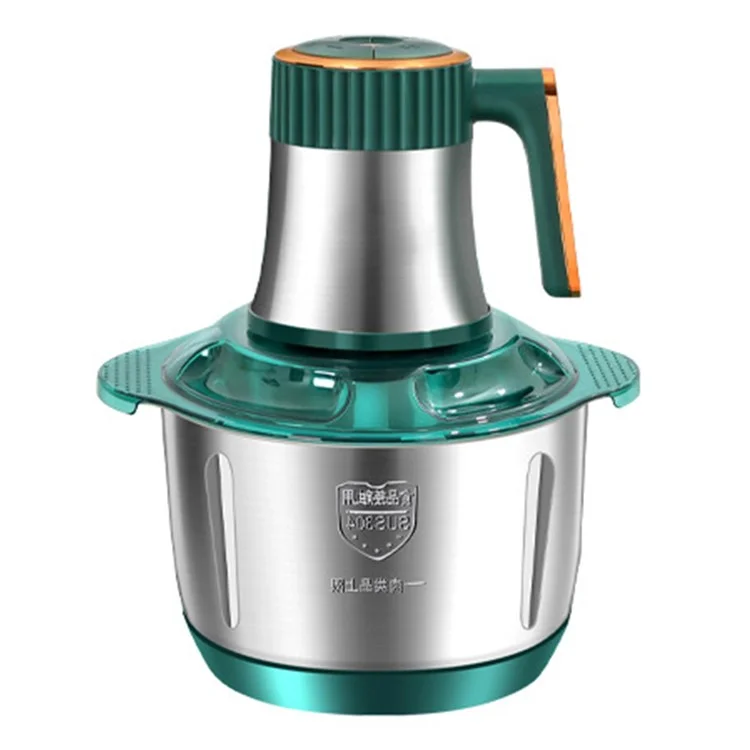Picadora de carne eléctrica de 5 velocidades de acero inoxidable, picadora de alimentos con recipiente de 5 L (libre de BPA, sin certificado FDA) - Verde oscuro / Enchufe estadounidense