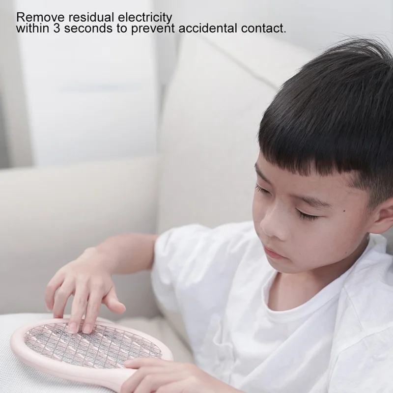SOTHING Mini Electric Mosquito Swatter USB Rechargeable Handheld Fly Killer Racket with LED Light - Pink